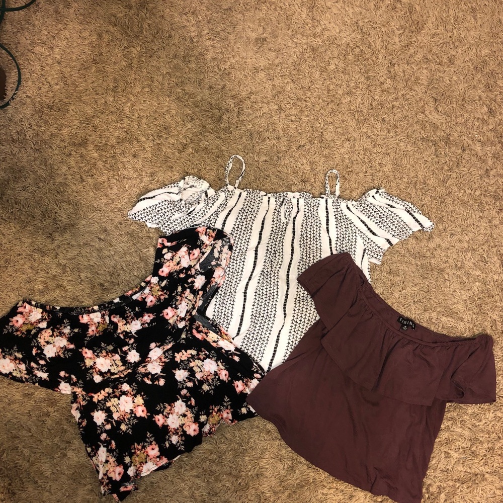 3 off the shoulder crop tops